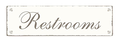 SCHILD Dekoschild « RESTROOMS » Shabby Vintage Holzschild Türschild Dekoration Toilette WC Haushalt Gastro von DEKOLANDO