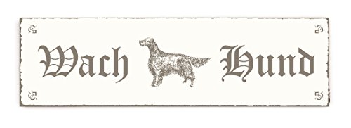 SCHILD Dekoschild « WACH HUND - ENGLISH SETTER » Shabby Vintage Holzschild Türschild Dekoration Warnschild Englischer Setter von DEKOLANDO