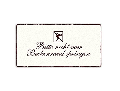 SCHILD Dekoschild « bitte nicht vom BECKENRAND springen » Shabby Vintage Holzschild Türschild von DEKOLANDO