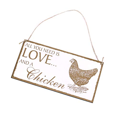 Schild All you need is Love and a Chicken - Dekoschild zum Anhängen 20 x 10 von DEKOLANDO