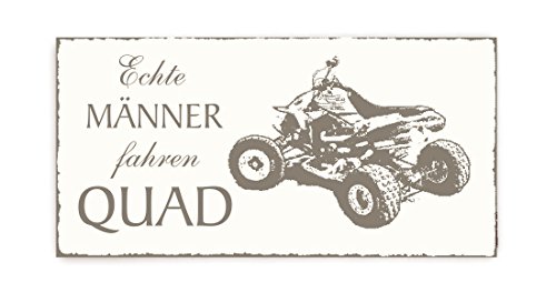 SCHILD Türschild « Echte MÄNNER fahren QUAD » Vintage Holzschild Dekoschild Klingelschild Cross Racing Motorad von DEKOLANDO