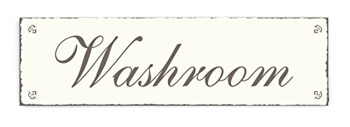 SCHILD Türschild « WASHROOM » Shabby Vintage Holzschild Dekoschild Dekoration home accessoires Heim Toilette Bad von DEKOLANDO