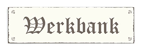 SCHILD Türschild « WERKBANK » Shabby Vintage Holzschild Dekoschild Dekoration Handwerker Werkstatt von DEKOLANDO