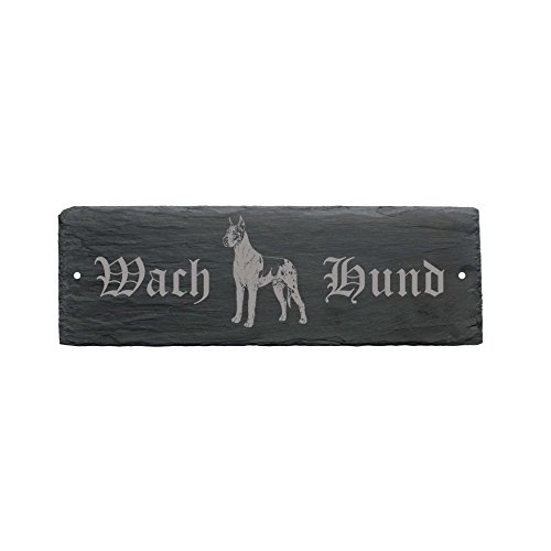 Schiefer wetterfestes Schild WACHHUND Deutsche Dogge - Türschild Hund 22 x 8 cm Schiefer wetterfestes Schild WACHHUND Deutsche Dogge - Türschild Hund 22 x 8 cm von DEKOLANDO