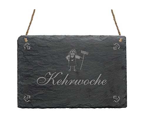 Schieferplatte Schild « KEHRWOCHE » mit MOTIV Haushalt Dekoschild Schieferplatte Schild « KEHRWOCHE » mit MOTIV Haushalt Dekoschild von DEKOLANDO