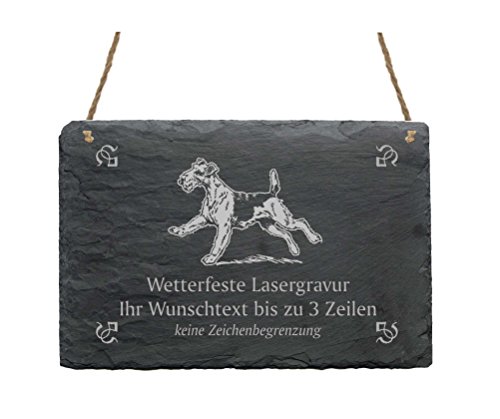 Schiefertafel « AIREDALE TERRIER » IHR TEXT + MOTIV2-22 x 16 cm - Schild mit Hund Bingley Terrier Schiefertafel « AIREDALE TERRIER » IHR TEXT + MOTIV2-22 x 16 cm - Schild mit Hund Bingley Terrier von DEKOLANDO