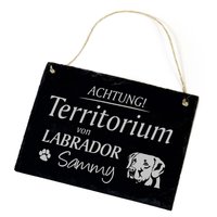 Schiefertafel Achtung Territorium Von Labrador + Name Motiv Hund Türschild Türdeko Schild 22x16 Wetterfest Garten Tor Eingang von DEKOLANDO