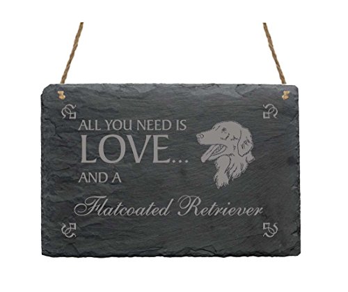 Schiefertafel « All You Need is LOVE and a FLAT COATED RETRIEVER » 2 - Schild mit Hunde Motiv - Türschild Dekoration Dekoschild Wanddeko Schiefertafel « All You Need is LOVE and a FLAT COATED RETRIEVER » 2 - Schild mit Hunde Motiv - Türschild Dekoration Dekoschild Wanddeko von DEKOLANDO
