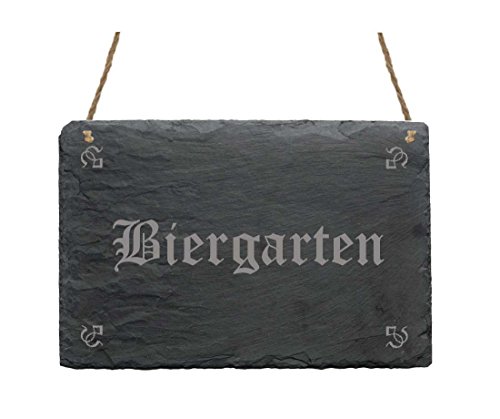 Schiefertafel « BIERGARTEN » Türschild Dekoschild Dekoration - Schild für Gastro Hotel Restaurant Garten - Getränke Bier von DEKOLANDO