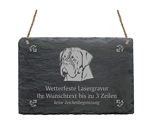 Schiefertafel « BOXER » IHR TEXT + MOTIV - 22 x 16 cm - Schild mit Hund Deutscher Boxer von DEKOLANDO