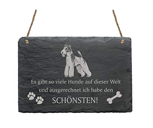 Schiefertafel « DRAHTHAAR-FOXTERRIER - schönster Hund der Welt » Spruch + Hunde Motiv - Schild Türschild Dekoschild Dekoration - Hunderasse England Schiefertafel « DRAHTHAAR-FOXTERRIER - schönster Hund der Welt » Spruch + Hunde Motiv - Schild Türschild Dekoschild Dekoration - Hunderasse England von DEKOLANDO