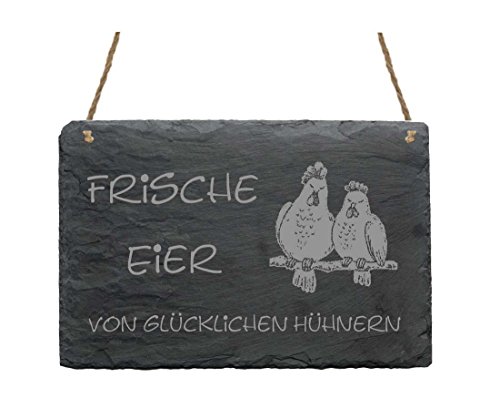 Schiefertafel « FRISCHE EIER - von Glücklichen Hühnern » Schild Dekoschild für Hofladen, Garten & Bauernhof - Huhn Henne Ei Schiefertafel « FRISCHE EIER - von Glücklichen Hühnern » Schild Dekoschild für Hofladen, Garten & Bauernhof - Huhn Henne Ei von DEKOLANDO