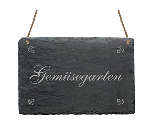 Schiefertafel « GEMÜSEGARTEN » das perfekte Geschenk für Gärtner - Schild Türschild Dekoschild - Gemüse Garten Gärtnerei Gewächshaus von DEKOLANDO