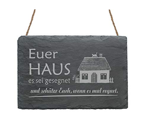 Schiefertafel « HAUSSEGEN » ca.22 x 16 cm - Schild aus Schiefer mit Motiv und Spruch Schiefertafel « HAUSSEGEN » ca.22 x 16 cm - Schild aus Schiefer mit Motiv und Spruch von DEKOLANDO