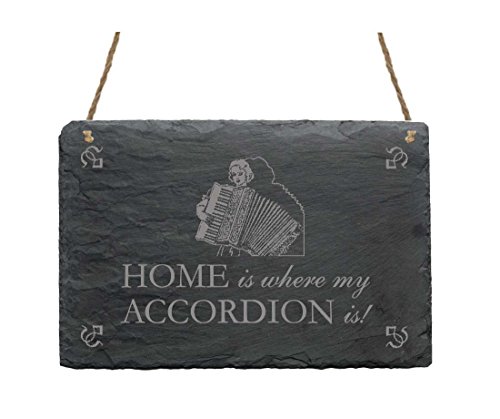 Schiefertafel « HOME IS WHERE MY ACCORDEON IS » Schild mit Motiv Akkordeon - Türschild Dekoschild Dekoration - Musikant Musik Akkordeonspieler Schiefertafel « HOME IS WHERE MY ACCORDEON IS » Schild mit Motiv Akkordeon - Türschild Dekoschild Dekoration - Musikant Musik Akkordeonspieler von DEKOLANDO