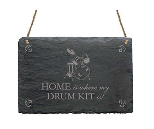 Schiefertafel « HOME IS WHERE MY DRUM KIT IS » Schild mit Schlagzeug Motiv - Dekoschild Dekoration Geschenk - Drummer Band Musik Schiefertafel « HOME IS WHERE MY DRUM KIT IS » Schild mit Schlagzeug Motiv - Dekoschild Dekoration Geschenk - Drummer Band Musik von DEKOLANDO