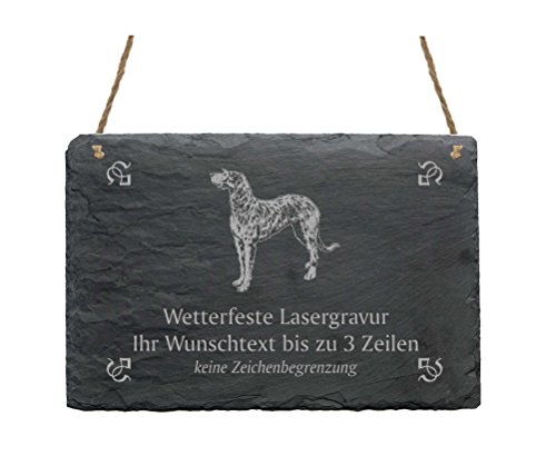 Schiefertafel « IRISCHER WOLFSHUND » IHR TEXT + MOTIV - 22 x 16 cm - Schild mit Hund Irish Wolfhound von DEKOLANDO