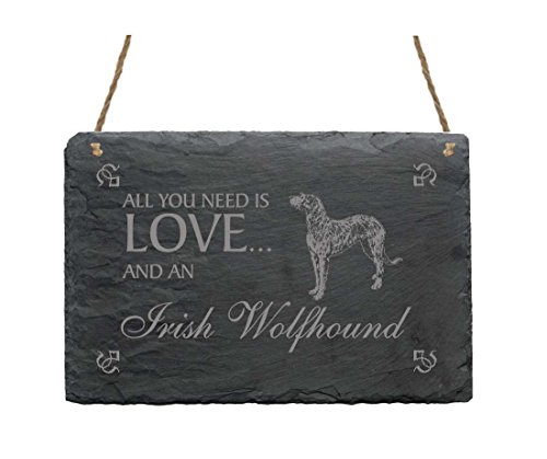 Schiefertafel Irischer Wolfshund « All You Need is LOVE and an IRISH WOLFHOUND » Schild mit Hunde Motiv - Geschenk Dekoration Dekoschild Schiefertafel Irischer Wolfshund « All You Need is LOVE and an IRISH WOLFHOUND » Schild mit Hunde Motiv - Geschenk Dekoration Dekoschild von DEKOLANDO
