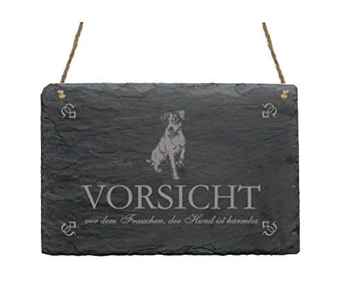 Schiefertafel Jack Russell Terrier « VORSICHT VOR DEM FRAUCHEN DER HUND IST HARMLOS » Schild mit Hunde Motiv - Dekoration Dekoschild Schiefertafel Jack Russell Terrier « VORSICHT VOR DEM FRAUCHEN DER HUND IST HARMLOS » Schild mit Hunde Motiv - Dekoration Dekoschild von DEKOLANDO