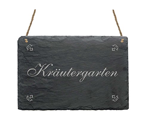 Wetterfeste Schiefertafel « KRÄUTERGARTEN » Dekoschild Kräuter Garten - das perfekte Geschenk für Gärtner - Gärtnerei Gartenarbeit von DEKOLANDO