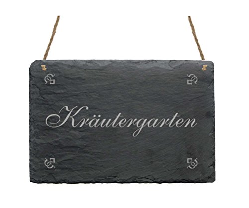 Wetterfeste Schiefertafel « KRÄUTERGARTEN » Dekoschild Kräuter Garten - das perfekte Geschenk für Gärtner - Gärtnerei Gartenarbeit von DEKOLANDO