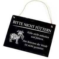 Schiefertafel Kuh Bitte Nicht Füttern - Betreten Der Weide Gestattet Schild 22x16 Achtung Warnung Hinweisschild Verbot Futter Rind von DEKOLANDO