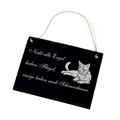 Katzen Schild aus Schiefer Spruch - Nicht alle Engel haben Flügel, manche haben auch Schnurrhaare - Schiefertafel 22x16cm | Dekolando von DEKOLANDO