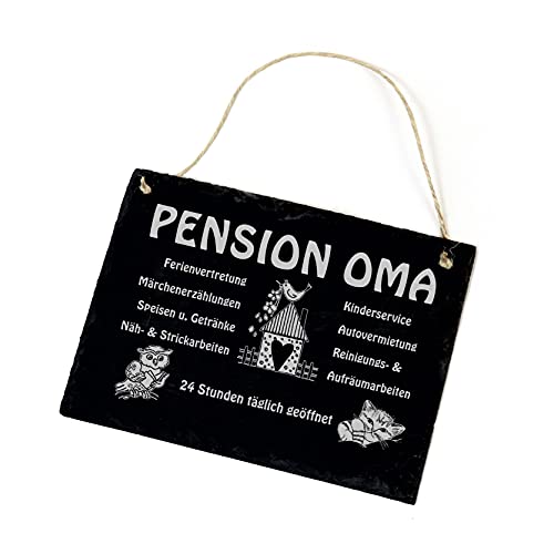 Schiefertafel PENSION OMA - Ferienvertretung Deko Schild ca. 22 x 16 cm von kidsnado