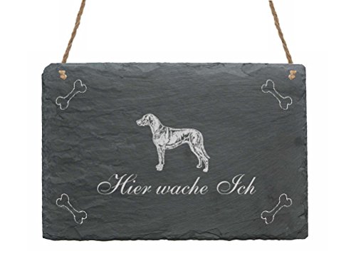 Schiefertafel « RHODESIAN RIDGEBACK - HIER WACHE ICH » Schild mit Hunde Motiv - Dekoschild Dekoration Türschild Garten Terrasse Tor Eingang von DEKOLANDO