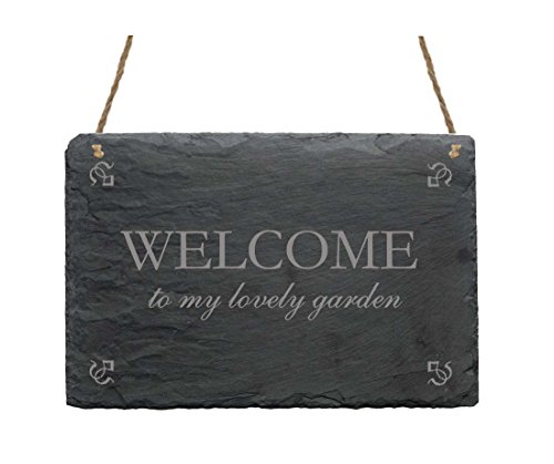Schiefertafel « WELCOME TO MY LOVELY GARDEN » Schild für Garten, Terrasse und Balkon - Türschild Willkommen - Geschenk Gärtner Florist Schiefertafel « WELCOME TO MY LOVELY GARDEN » Schild für Garten, Terrasse und Balkon - Türschild Willkommen - Geschenk Gärtner Florist von DEKOLANDO