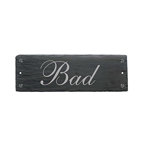 Schild « BAD » aus Schiefer - ca.22 x 8 cm - Toilette Klo WC Türschild von DEKOLANDO