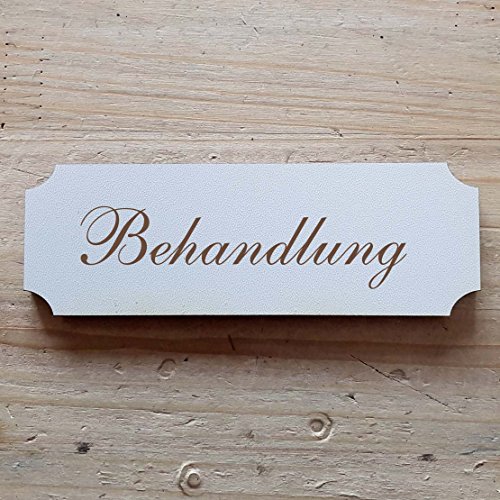 Schild « BEHANDLUNG » 29 x 9,7 cm - Dekoschild Holzschild Türschild Arzt Spa Wartezimmer (29 x 9,7 cm) von DEKOLANDO