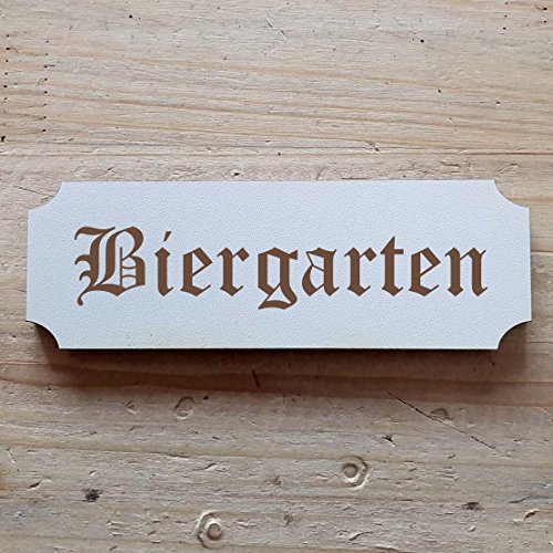 Schild « BIERGARTEN » ab: 15 x 5 cm - Dekoschild Holzschild Türschild Restaurant Gastro Kneipe (15 x 5 cm) von DEKOLANDO