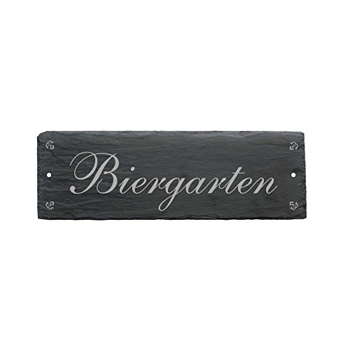 Schild « BIERGARTEN » aus Schiefer - ca.22 x 8 cm - Türschild 1 von DEKOLANDO