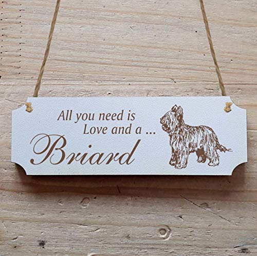 Schild « BRIARD » 15 x 5 cm - Dekoschild Holzschild Türschild - Hund Haustier von DEKOLANDO