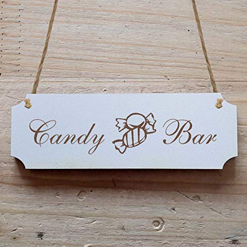 Schild « CANDY BAR » 15 x 5 cm - Mit Motiv - Dekoschild Holzschild Türschild von DEKOLANDO