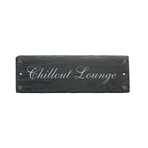 Schild « CHILLOUT LOUNGE » aus Schiefer - ca.22 x 8 cm - Toilette Klo WC Türschild von DEKOLANDO