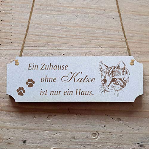 Schild « EIN ZUHAUSE OHNE KATZE IST NUR EIN HAUS » 20 x 6,7 cm - Dekoschild Holzschild Türschild Schild « EIN ZUHAUSE OHNE KATZE IST NUR EIN HAUS » 20 x 6,7 cm - Dekoschild Holzschild Türschild von DEKOLANDO