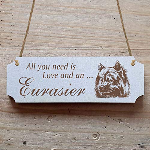 Schild « EURASIER » 29 x 9,7 cm - Dekoschild Holzschild Türschild - Hund Haustier von DEKOLANDO