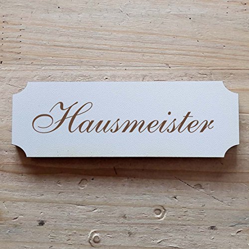 Schild « HAUSMEISTER » ab: 15 x 5 cm - Dekoschild Holzschild Türschild - Büro Schule Handwerk (15 x 5 cm) von DEKOLANDO