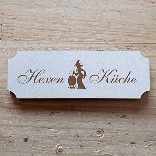 Schild « HEXENKÜCHE » 20 x 6,7 cm - Dekoschild Holzschild Türschild - Koch Küche Wicca (20 x 6,7 cm) von DEKOLANDO