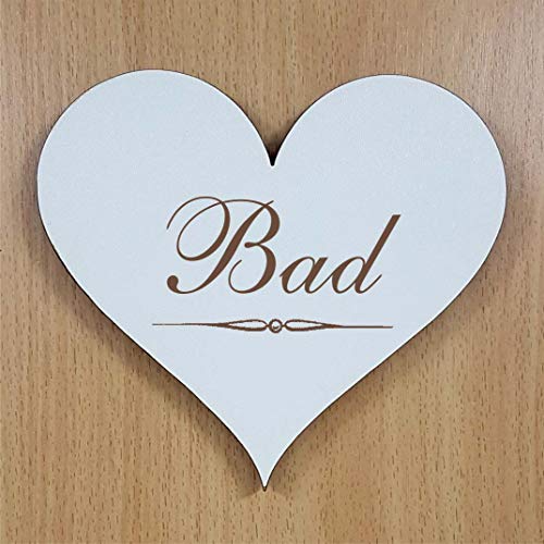 Schild Herz « BAD » ca. 13 x 12 cm - selbstklebendes Türschild Dekoschild Wohnaccessoires - Badezimmer von DEKOLANDO