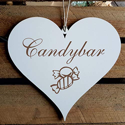 Schild Herz « Candybar » ca. 13 x 12 cm - mit Motiv BONBONS - Türschild Dekoschild Geschenk - Küche Süßigkeiten Süßes Zucker Schild Herz « Candybar » ca. 13 x 12 cm - mit Motiv BONBONS - Türschild Dekoschild Geschenk - Küche Süßigkeiten Süßes Zucker von DEKOLANDO
