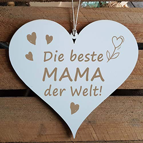 Schild Herz Die beste MAMA der Welt - Motiv Herzen Blume von DEKOLANDO