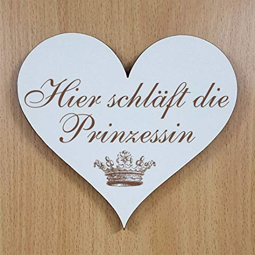 Schild Herz Hier schläft die Prinzessin - Motiv Krone - selbstklebendes Türschild Schild Herz Hier schläft die Prinzessin - Motiv Krone - selbstklebendes Türschild von DEKOLANDO