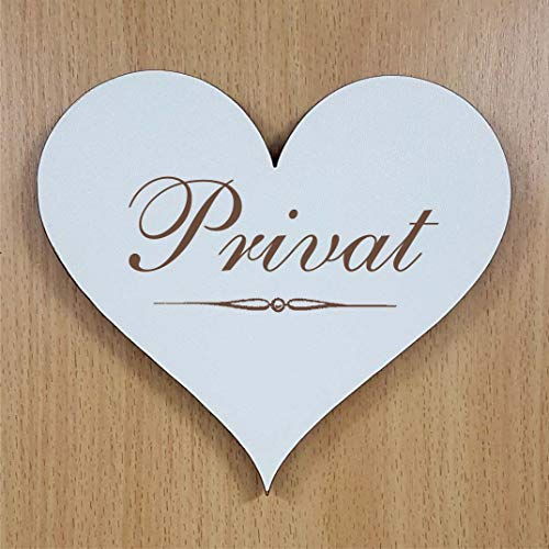 Schild Herz « PRIVAT » ca. 13 x 12 cm - selbstklebendes Türschild Dekoschild Wohnaccessoires - Hinweisschild von DEKOLANDO