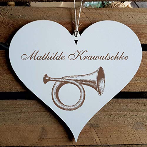 Schild Herz « Posthorn » mit persönlicher Wunschgravur - Deko Dekoration Türschild Name - Instrument Horn Schild Herz « Posthorn » mit persönlicher Wunschgravur - Deko Dekoration Türschild Name - Instrument Horn von DEKOLANDO