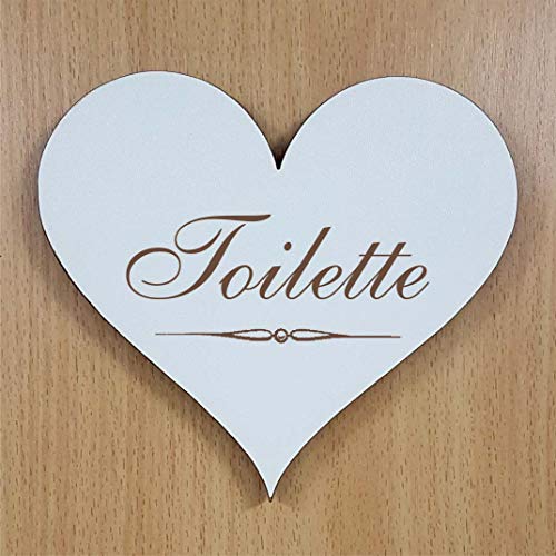 Herz Holz Schild Dekoschild TOILETTE Türschild 13 x 12 cm Shabbyschild Herzschild Hinweisschild selbstklebend WC Toilettenschild Herz Holz Schild Dekoschild TOILETTE Türschild 13 x 12 cm Shabbyschild Herzschild Hinweisschild selbstklebend WC Toilettenschild von DEKOLANDO