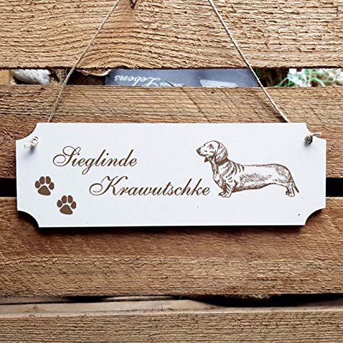 Schild Hund « Dackel Kurzhaar » Türschild mit persönlicher Wunschgravur und Motiv - Größe ca. 20 x 6,7 x 0,5 cm - Shabby Dekoration Namensschild Name - Hunde Kurzhaardackel Schild Hund « Dackel Kurzhaar » Türschild mit persönlicher Wunschgravur und Motiv - Größe ca. 20 x 6,7 x 0,5 cm - Shabby Dekoration Namensschild Name - Hunde Kurzhaardackel von DEKOLANDO