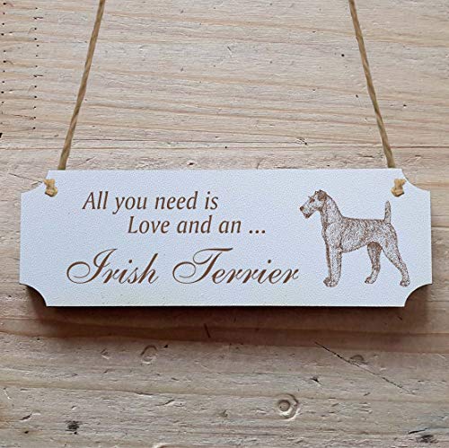 Schild « IRISH TERRIER » 29 x 9,7 cm - Dekoschild Holzschild Türschild - Hund Haustier von DEKOLANDO